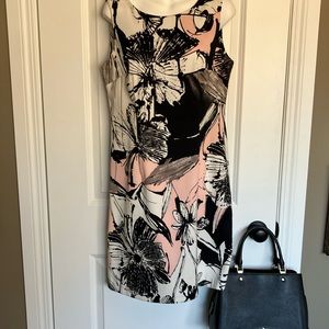 Floral Sleeveless Dress - Pink and Black